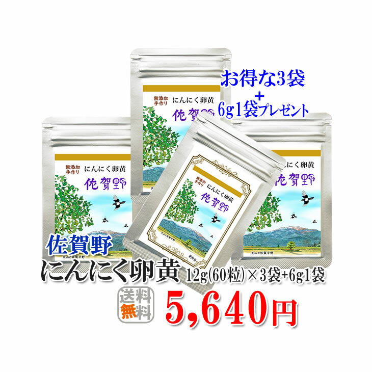 【送料無料】【にんにく卵黄佐賀野12g3袋×プラス6g1袋】 にんにく玉 ニンニクひげにんにく 健康 無添加 無農薬 健康食品 国産 サプリメント手作り ミネラル【にんにく卵黄佐賀野】