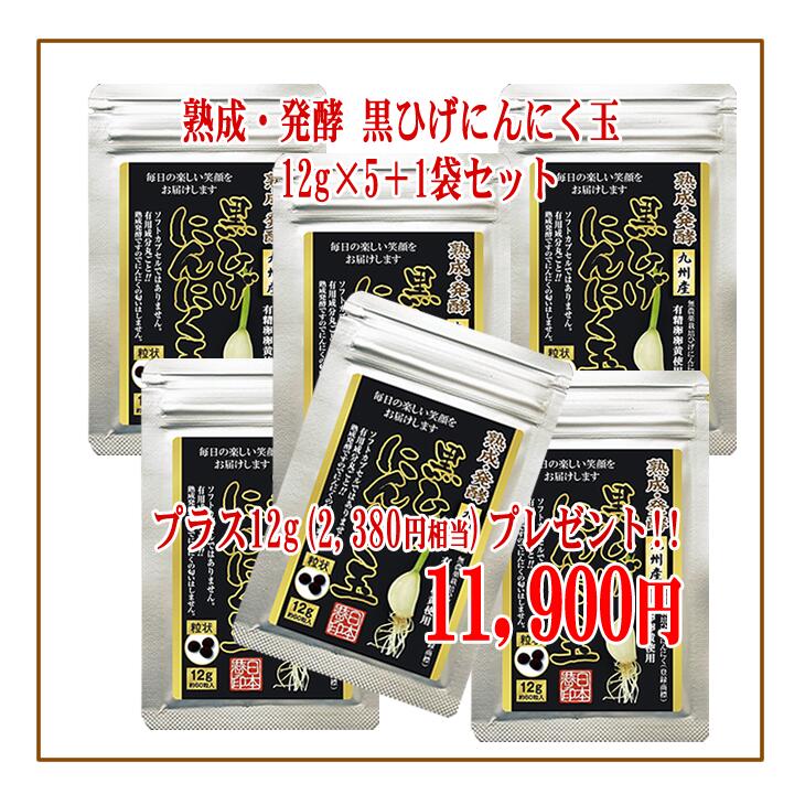 【送料無料】【熟成 発酵黒ひげにんにく玉5袋(12g) 1袋】 にんにく玉 ニンニク にんにく ひげにんにく 健康 無添加 無農薬 健康食品 国産 サプリメント サプリミネラル 贈り物 家族 栄養 黒にんにく