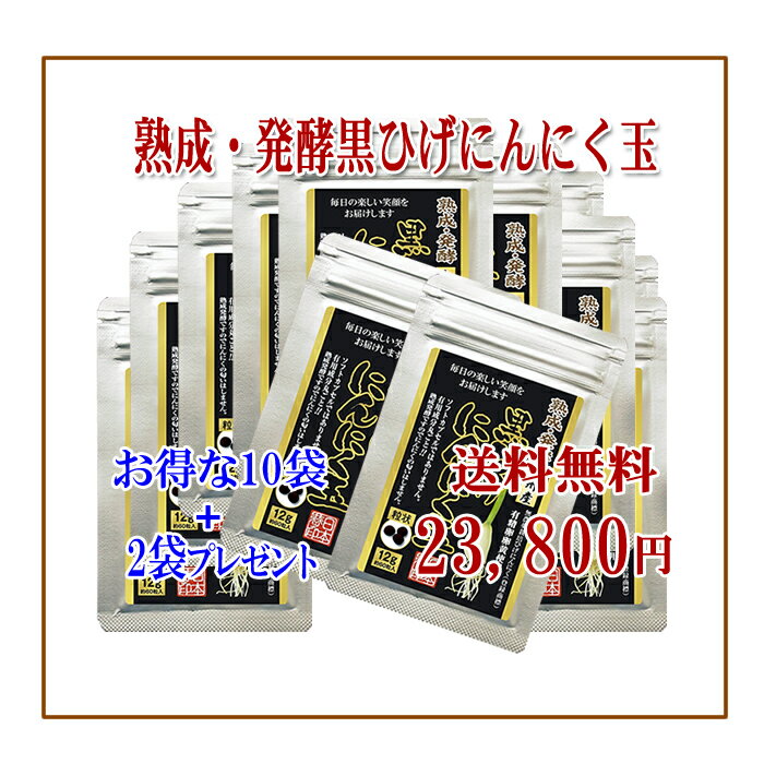 【送料無料】【熟成・発酵黒ひげにんにく玉(12g)10袋+2袋】にんにく玉 ニンニク にんにく ひげにんにく 健康 無添加 無農薬 健康食品 国産 九州産 サプリメント サプリ 手作り匂わない 元気 ミネラル 自然