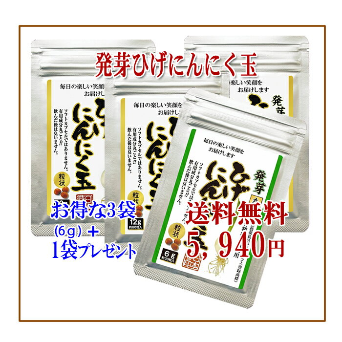 【送料無料】【発芽ひげにんにく玉3袋×1袋(6g)】 にんにく玉 ニンニク にんにく ひげにんにく 健康 無添加 無農薬 健康食品 国産 九州産 サプリメント サプリ 手作り 匂わない 美容 ミネラル