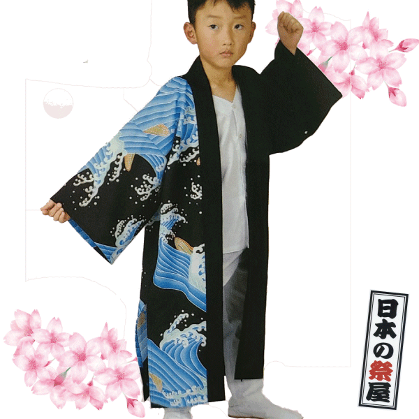 おどり子供袢天　祭 祭り よさこい 踊り 法被 袢天 長袢天 こども