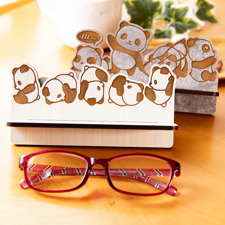 ★10%OFF★ メガネスタンド 木製 パンダ グッズ 雑貨 おしゃれ パンダ グッズ 4.0mm厚の丈夫な国産MDF お..