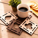 ★ P3倍 マラソン期間限定 ★ コースター 4枚セット 木製 2種から選べるカラー トランプ四角 約9cm 加賀コースター メープル ウォールナット MDF ...