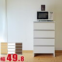 ★ P3倍 マラソン期間限定 ★ すきま収納 大川家具 あなたの暮らしに便利をプラス サニタリー収納 レンジ台 カウンター ポケット ロータイプ 幅49.8 奥行39.4 高さ99.5 ホワイト ナチュラル ブラウン 隙間収納 完成品 日本製
