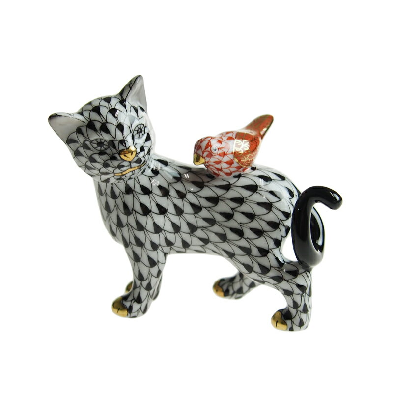 【3/4 20時～P10倍★スーパーSALE期間限定】 ヘレンド (HEREND) 人形 VHNM+VHM ネコと小鳥 15711-0-00