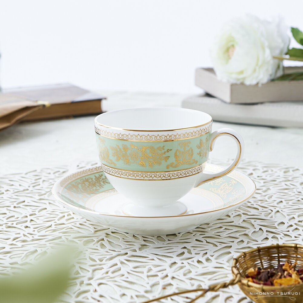 ウェッジウッド ティーカップ 【ポイント20倍★6/4 20:00～6/11 1:59スーパーSALE限定】 ウェッジウッド (WEDGWOOD) コロンビアセージグリーン ティーカップ＆ソーサー リー