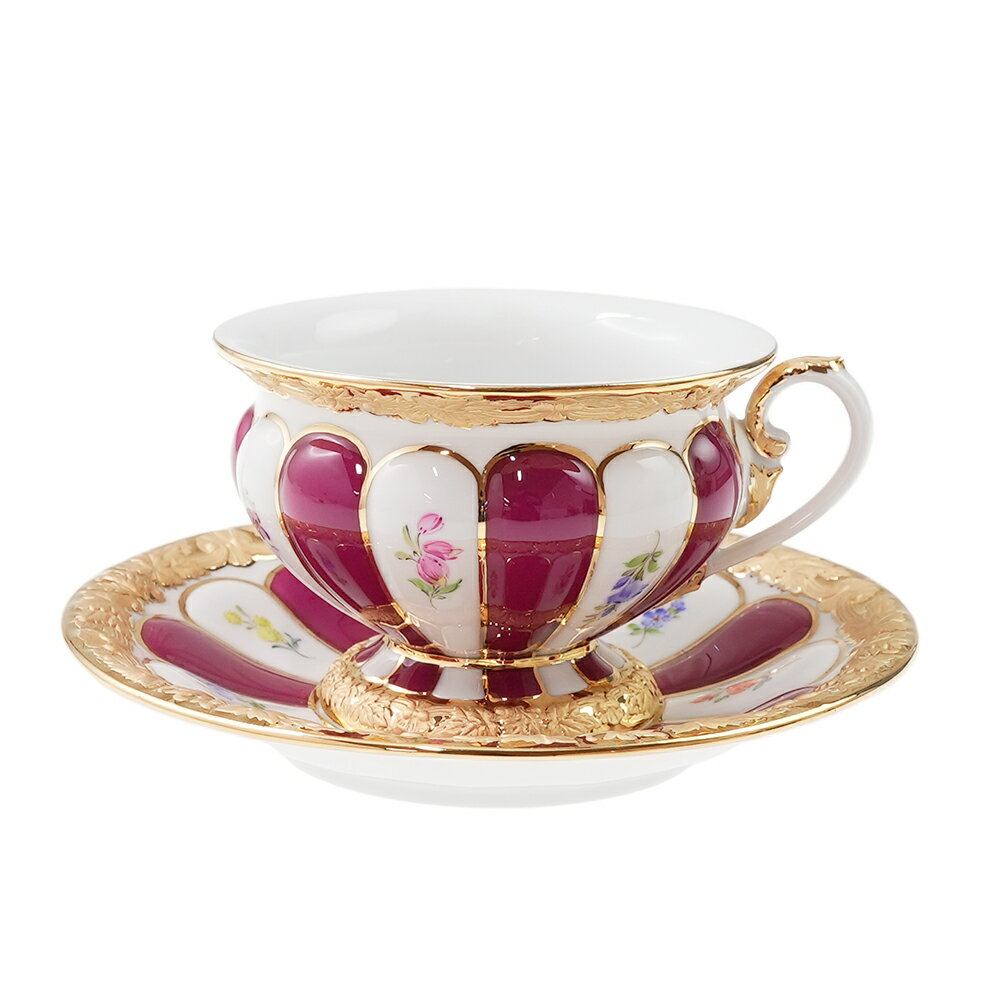 Rakuten - マイセン (Meissen) 金彩小花 パープルG ティーカップ＆ソーサー 012079/17582　X-Form