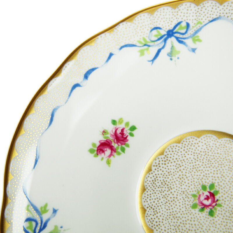 ウェッジウッド (WEDGWOOD) ハーレクイン ローズ＆リボン ティーソーサー