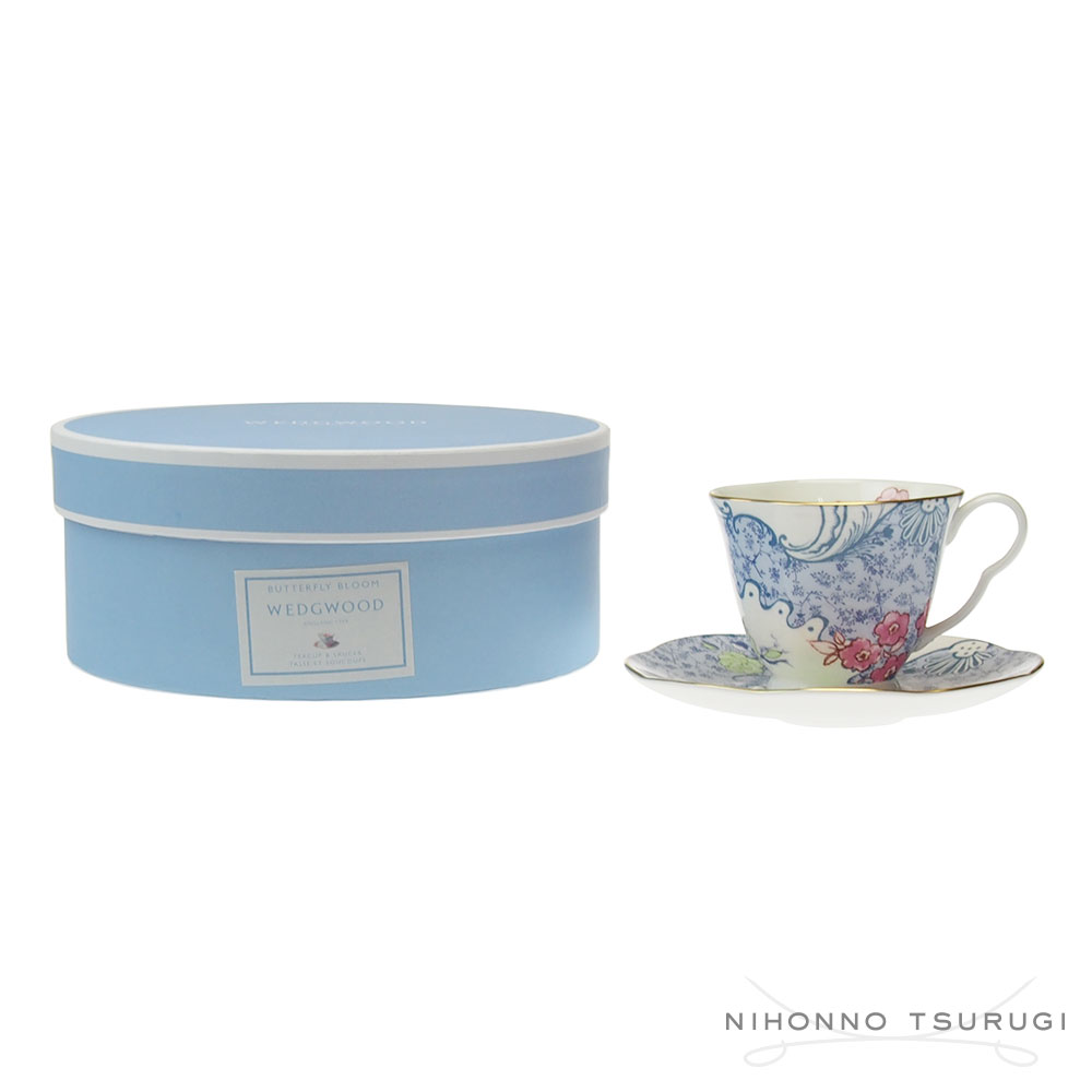 ウェッジウッド ティーカップ ウェッジウッド (WEDGWOOD) バタフライブルーム ティーカップ＆ソーサー ブルー＆ピンク