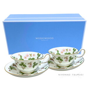 ウェッジウッド (WEDGWOOD) ワイルドストロベリー ティー カップ&ソーサー ピオニー ペアセット ブランドBOX付き