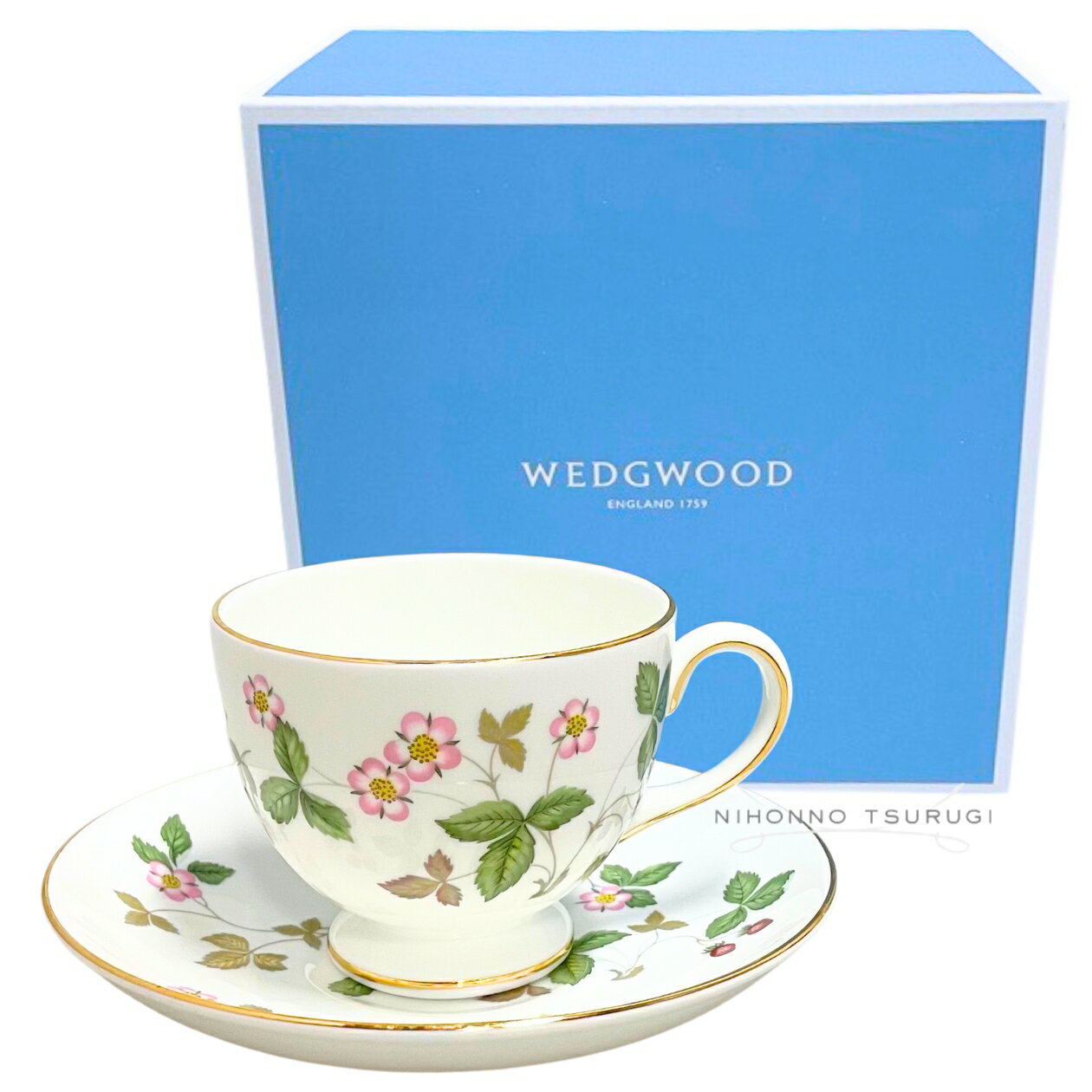 ウェッジウッド ティーカップ 【マラソン特価】 ウェッジウッド (WEDGWOOD) ワイルドストロベリー ティーカップ＆ソーサー リー ブランドBOX付き