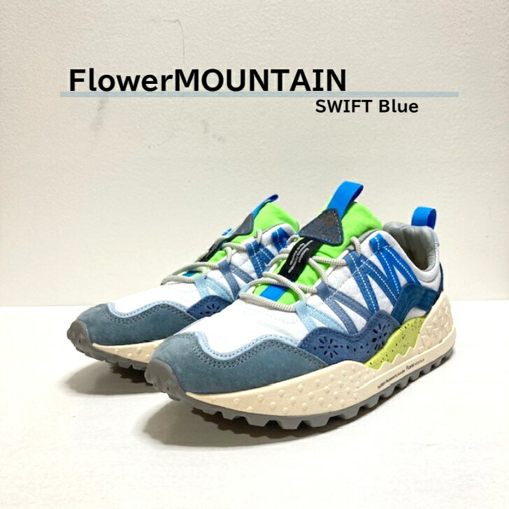 FlowerMOUNTAIN～フラワーマウンテン～SWIFT~スイフト~FM90026 Blueトレッキング　トレイル　メンズ　レディース　タウンスニーカー　軽量　ホワイト　ブルー　アウトドア