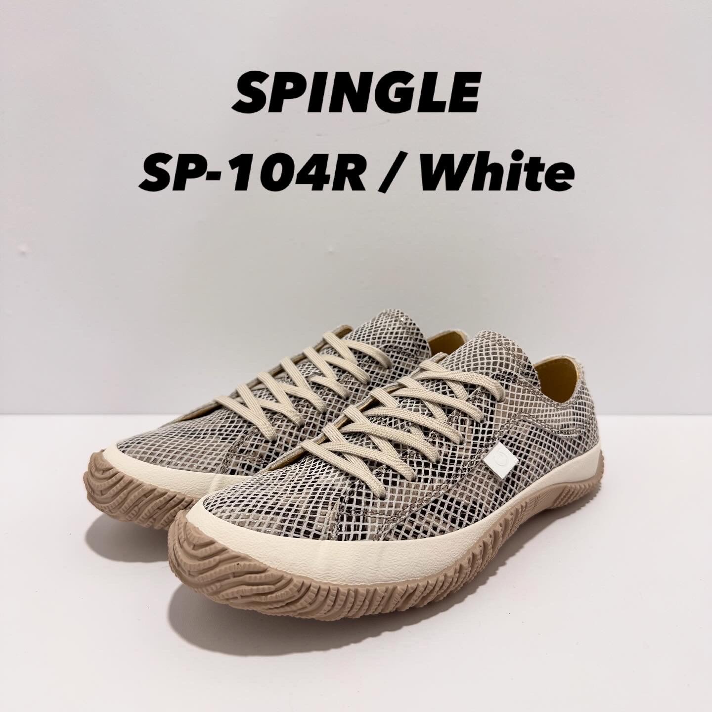 【初回返品・サイズ交換送料無料】SPINGLE　スピングルSP_104R　White　ホワイト日本製　スネーク柄　レザースニーカー　ローカット　バルガナイズ製法