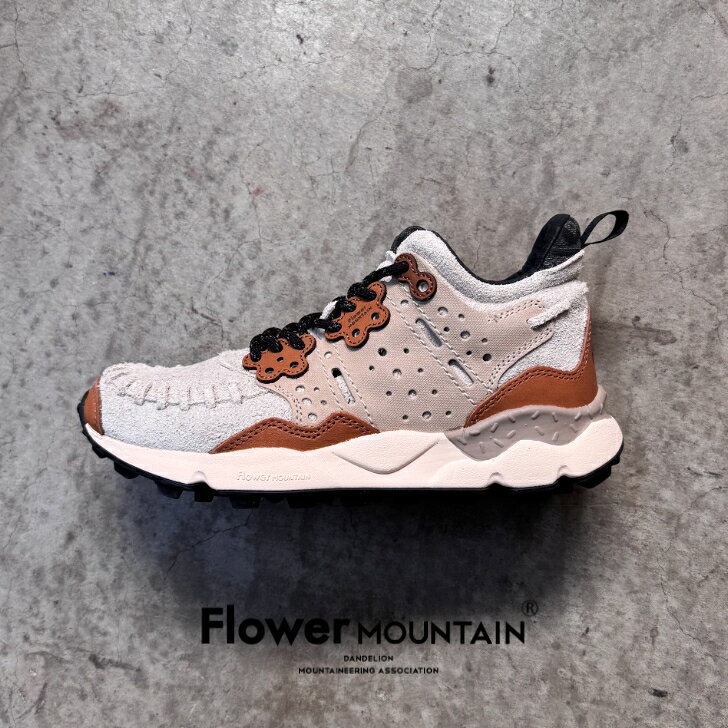 正規取扱店Flower MOUNTAIN　フラワーマウンテンMUSTARD WALNUT　マスタードウォルナットFM02004 Beige　ベージュベロア　本革　ハイカット　ミドルカット　レザースニーカー　レディース　メンズ　タウンスニーカー