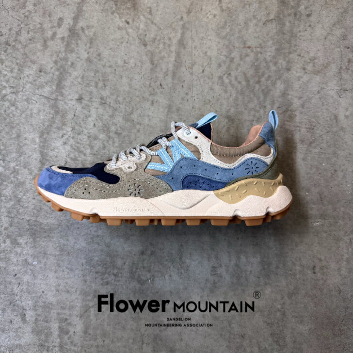 正規取扱店Flower MOUNTAIN　フラワーマウンテンYAMANO3　ヤマノ3FM63781　Navy-Blue-Khaki　ネイビー　ブルー　カーキメンズ　レディース　アウトドアファッション　軽量　タウンスニーカー　マルチカラー　春　夏