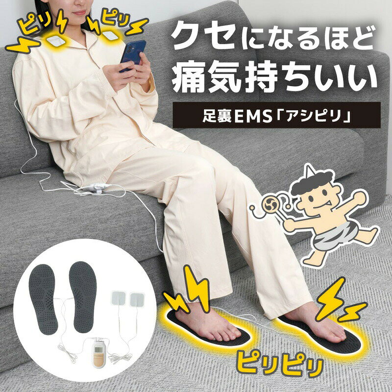 日本通販 空気清浄機・日傘のサンコー THANKO EMS アシピリ あしぴり EMSフットマット 足裏EMS フットケア マット EMSマット トレーニング 自宅 EMS足 脚 ジェル不要 ウォーキング 歩く 高齢者 コンパクト 軽量 全身対応 足裏 足 脚 ふくらはぎ 腰 リラックス 健康グッズ 16段｜アングル2