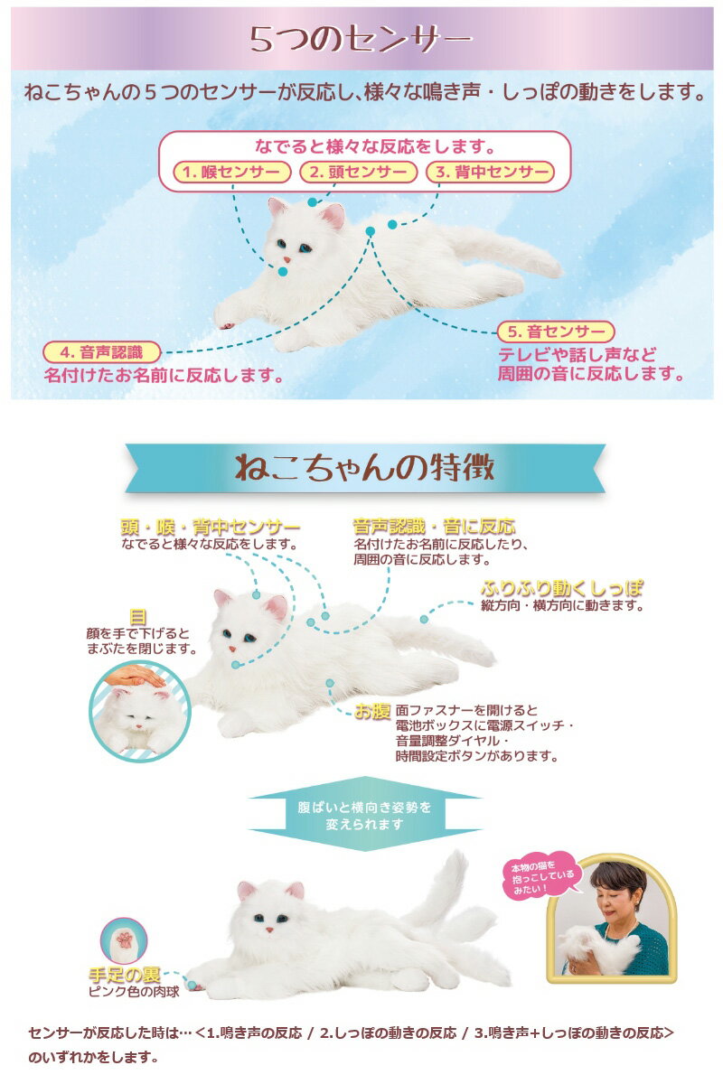 まるで本物のねこちゃん 猫 ネコ お名前登録機能搭載 あなたのパートナー しっぽふりふり 電子ペット 簡単設定5つのモード ふれあい成長機能 あまえんぼうねこちゃん ニャーンとお返事 ネコ プレゼントにおすすめ ネコ型ペットロボット 動くぬいぐるみ クーポン配布中