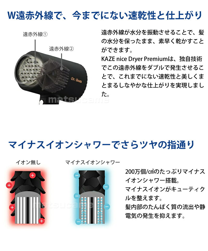 カゼ ナイス ドライヤー プレミアム DB-KP505-B スタンド付き Dr.Beau KAZE nice D...
