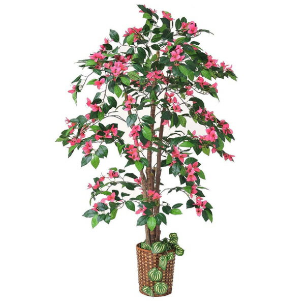 人工観葉植物 ブーゲンビリア 大型観葉植物 店舗用 リビングにもお勧め 観葉植物 今なら竹製鉢カバー付[月/入荷]のサムネイル