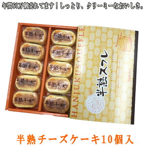 チーズケーキ スイーツ 半熟チーズケーキ 10個入 お菓子 ギフトにも！半熟 スィーツ はんじゅく スフレチーズケーキ 帰省 会社 ギフトプレゼント　誕生日　個包装 新潟 お土産 ベイクド 厳選素材 バースデー しっとり なめらか 冷凍便 バレンタインでデー ホワイトデー