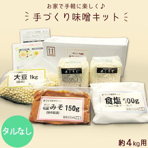 手作り味噌キット 約4kg (タルなし)｜ 送料無料 新潟 えちごいち味噌 無添加 生味噌 米こうじ 初心者 樽なし 手作り キット みそ 大豆 だいず 新潟の米こうじで作るお作り味噌