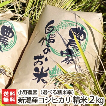 【令和5年度米】減農薬・減化学肥料 新潟県産 コシヒカリ 精米2kg 小野農園【選べる精米率/白米・8分づき・5分づき】【新潟産こしひか..