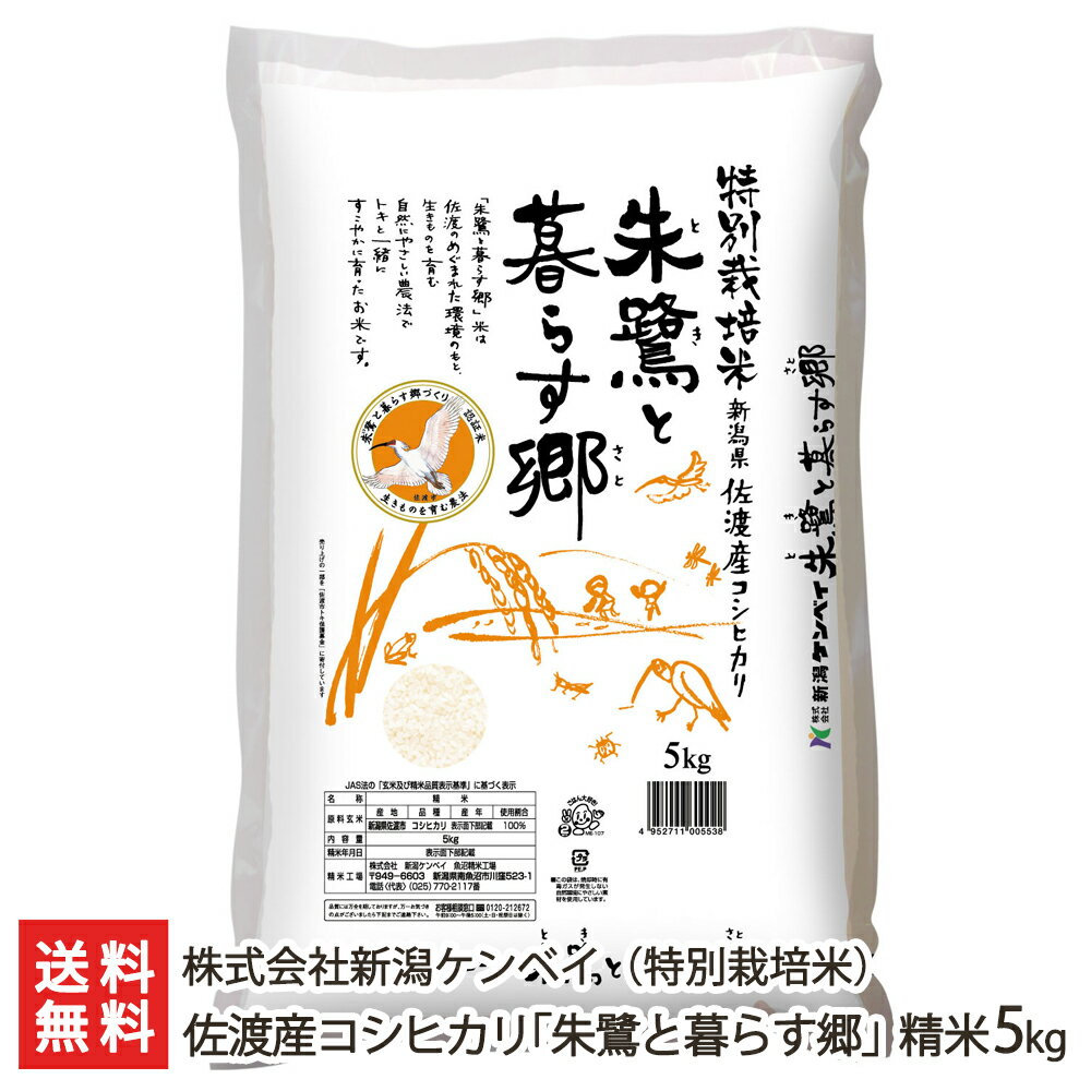 特別栽培米（減農薬・減化学肥料）佐渡産 コシヒカリ「朱鷺と暮らす郷」精米5kg 新潟ケンベイ