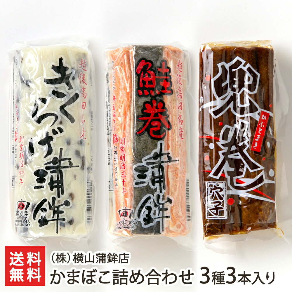 かまぼこ詰め合わせ 3種3本入り(きくらげ蒲鉾、鮭巻蒲鉾、兜巻(穴子) 各1本) (株)横山蒲鉾店【職人/手作り/新潟県村上産笹川流れの塩/上越市】【お土産/手...