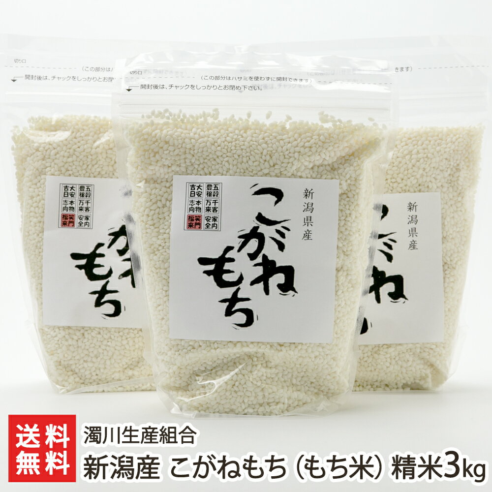 【令和5年度米】新潟産 こがねもち（もち米）精米3kg（1kg×3袋） 濁川生産組合 産地直送【コガネモチ/餅米/ライス/お…