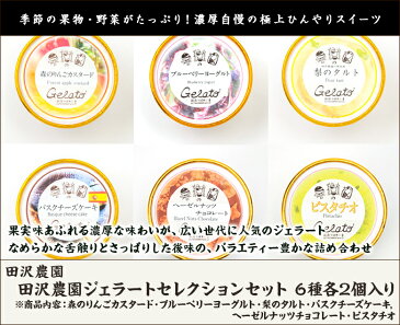 田沢農園ジェラートセレクションセット 6種各2個入り(森のりんごカスタード, ブルーベリーヨーグルト, 梨のタルト, バスクチーズケーキ, ヘーゼルナッツチョコレート, ピスタチオ) 田沢農園 生産者直送 送料無料【スイーツ デザート アイス 氷菓 新潟産 】