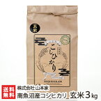 【令和5年度米】南魚沼産 従来品種コシヒカリ 玄米3kg 株式会社山本家【新潟県産/こしひかり/非BL/従来種/従来型】【お土産/手土産/プレゼント/ギフトに！贈り物】【送料無料】