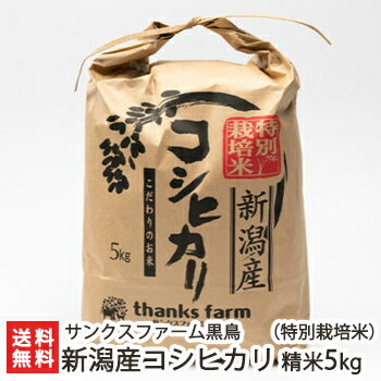 令和6年度産米 減農薬・減化学肥料 新潟産 コシヒカリ 特別栽培米 精米5kg サンクスファーム黒鳥【白米/うるち米/新潟県産/こしひかり/新潟米】【お土産/手土産/プレゼント/ギフトに！贈り物】【送料無料】のサムネイル