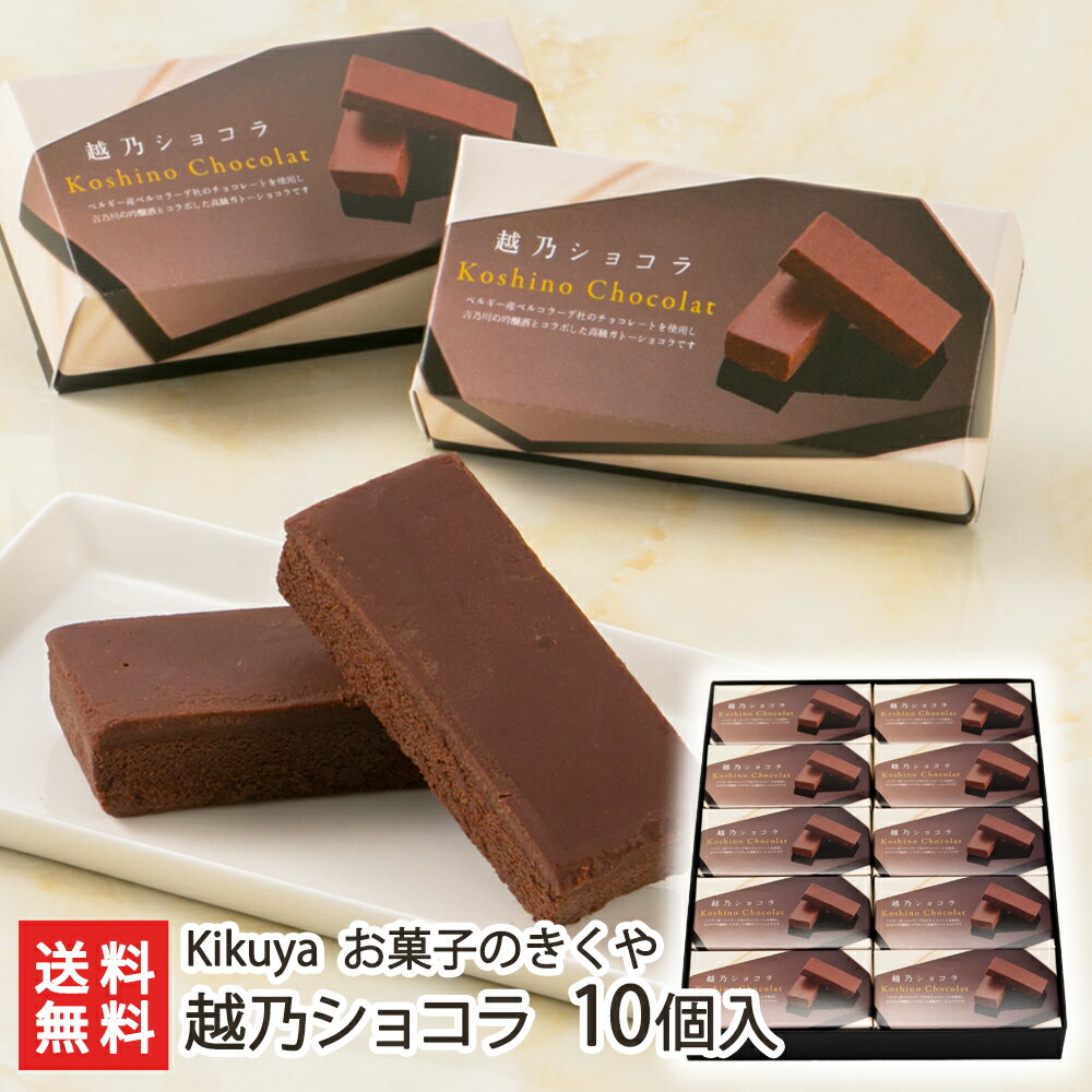 越乃ショコラ（ビター） 10個入り Kikuya お菓子のきくや【チョコ/ベルギー産チョコレート使用/ガトーショコラ/吉乃川/吟醸酒/老舗/引き菓子/甘さ控えめ/口溶け】【お土産/手土産/ギフトに！贈り物】【送料無料】お中元のサムネイル