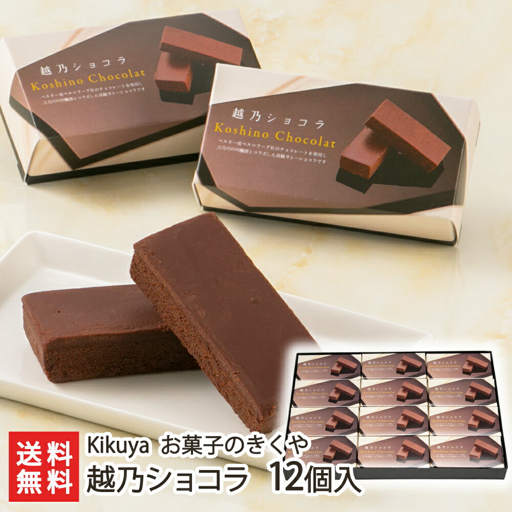 高級チョコレート（5000円程度） 越乃ショコラ（ビター） 12個入り Kikuya お菓子のきくや【チョコ/ベルギー産チョコレート使用/ガトーショコラ/吉乃川/吟醸酒/老舗/引き菓子/甘さ控えめ/口溶け】【お土産/手土産/ギフトに！贈り物】【送料無料】