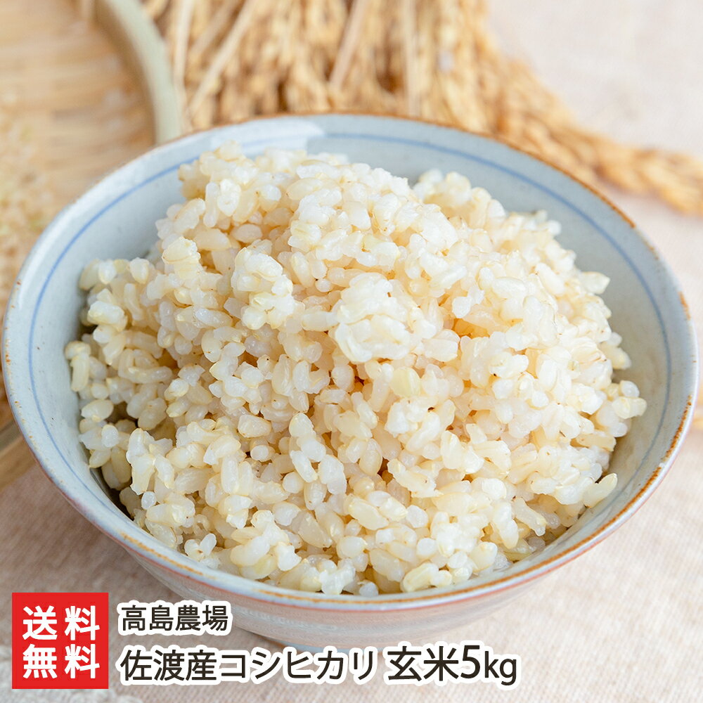 【令和5年度米】無農薬・無化学肥料 佐渡産コシヒカリ 玄米5kg 高島農場【こしひかり/新潟産/新潟県産】【送料無料】 父の日 お中元