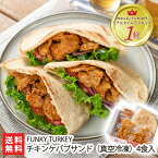 チキンケバブサンド（真空冷凍）4食入 FUNKY TURKEY【本格ケバブ/柔らかくジューシーな鶏肉/スパイシーな味わい/トルコ料理/ピタパン】【送料無料】