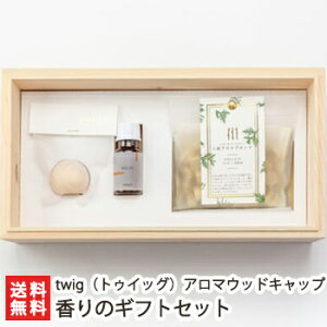 【twig】香りのギフトセット※八角アロマブロック（ひば）・アロマウッドキャップ（マル）・ 芳香液10ml（Relax）・ヒノキのティッシュケース【アロマ雑貨 アロマオイル】【ギフトに！贈り物】【送料無料】