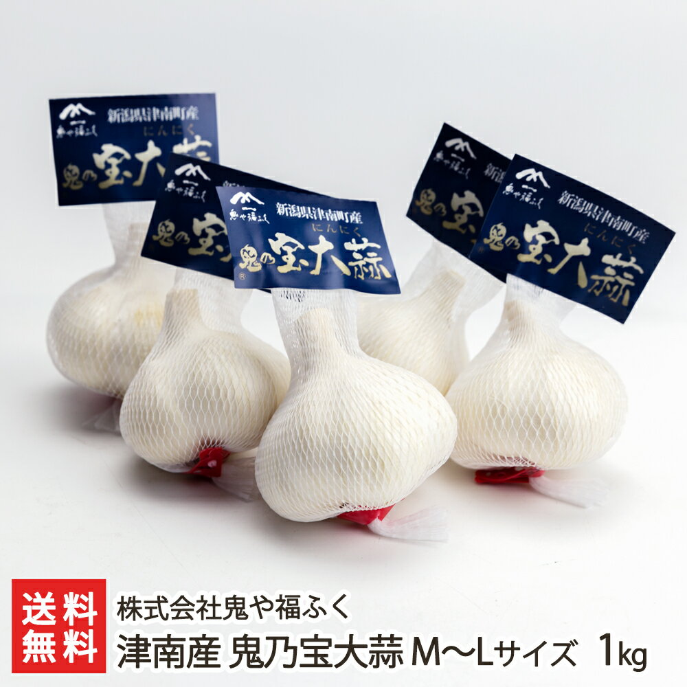 津南産 鬼乃宝大蒜（にんにく）M～Lサイズ 1kg（13～20玉入り） 株式会社鬼や福ふく 産地直送 送料無料【新潟直送計画 ニンニク ホワイト六片 大粒 新潟産】