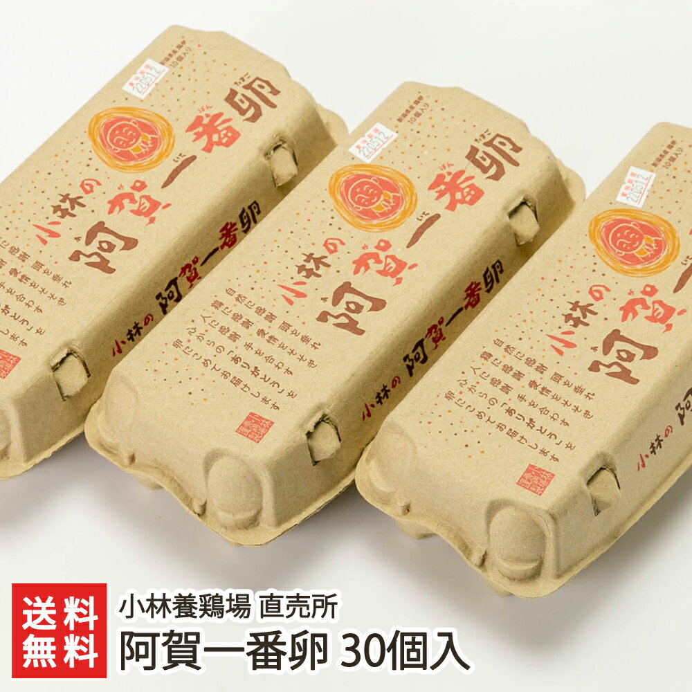 阿賀一番卵 30個入り（10個×3パック入り） 小林養鶏場 直売所 【たまご/玉子/タマゴ/新鮮】【お土産/手土産】【送料無料】