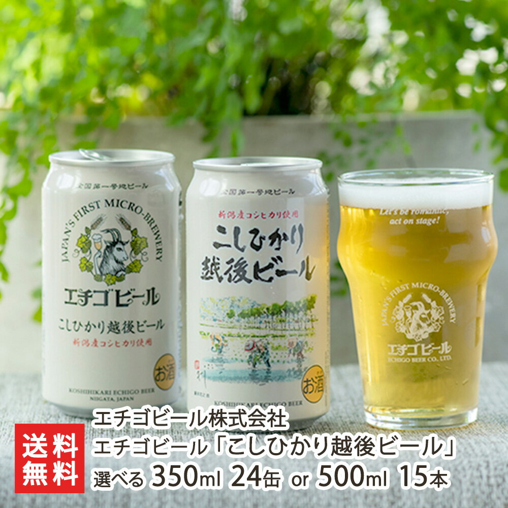 エチゴビール 「こしひかり越後ビール」 選べる 350ml 24缶 or 500ml 15本 エチゴビール株式会社 酒 麦酒 自家製酵母 地ビール 新潟県 生産者直送 お取り寄せ ギフト プレゼント 贈り物 代金引換決済不可 送料無料 お歳暮