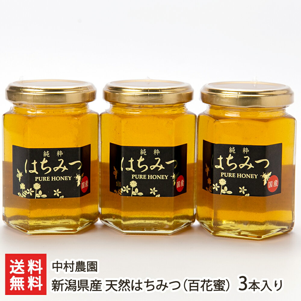 新潟県産 天然はちみつ 百花蜜 3本入り(※採取年や季節によって味わいが異なります) 中村農園 非加熱 ハチミツ 蜂蜜 百花蜜 産地直送 トースト 新潟県 生産者直送 お取り寄せ ギフト プレゼント 贈り物 送料無料