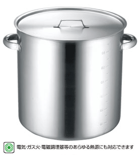 樂天商城 - 仔犬印　IH対応19-0ステンレス寸胴鍋目盛付　蓋付33cm　本間製作所　82033
