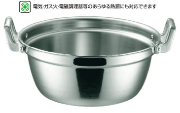 仔犬印　IH対応　19-0ステンレス段付鍋27cm　本間製作所　82327