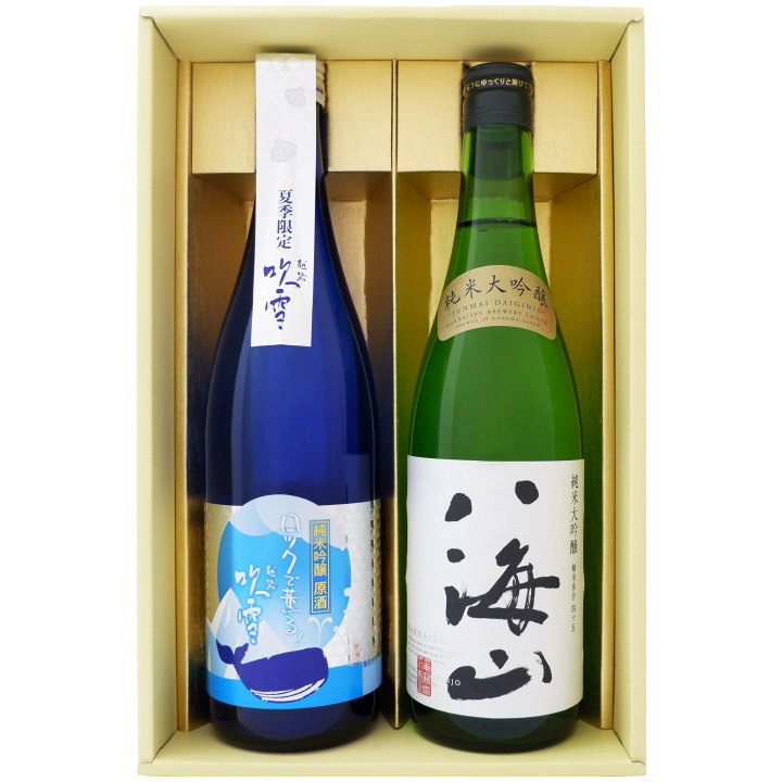 越路吹雪 日本酒 【夏限定】越路吹雪と八海山の飲み比べギフトセット 720ml×2本 越路吹雪 ロックで薫る 純米吟醸原酒 純米大吟醸 八海山 720ml×2本 送料無料【日本酒/地酒/新潟/ギフト/プレゼント/誕生日/お祝い/内祝/お父さん/父の日/敬老の日/退職/還暦/喜寿】