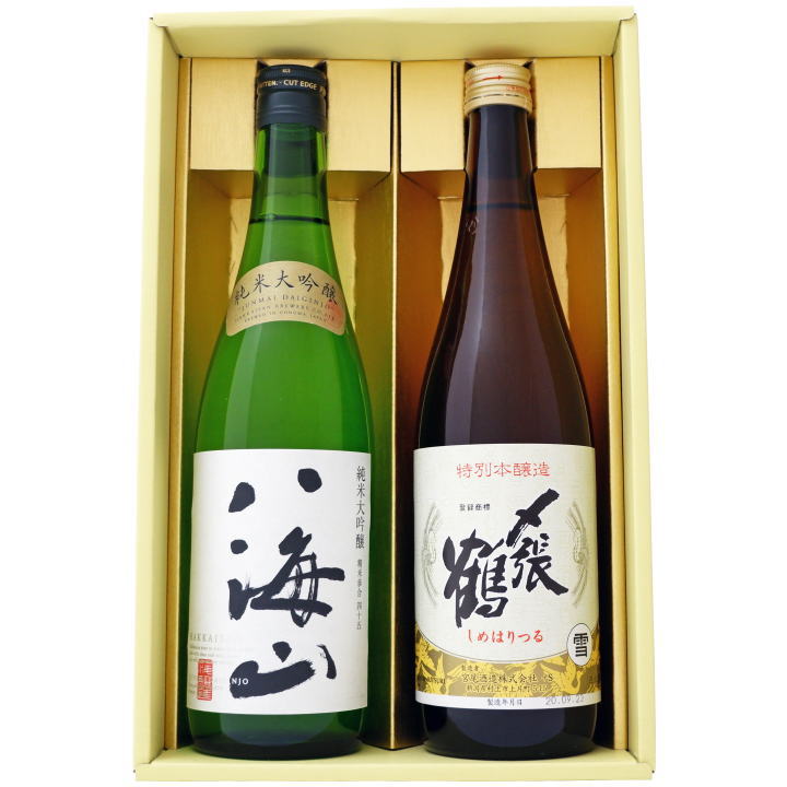 〆張鶴 日本酒 日本酒 八海山 〆張鶴 飲み比べ720ml×2本ギフトセット 純米大吟醸 八海山 〆張鶴 雪 特別本醸造 720ml×2本 送料無料【日本酒/お酒/地酒/新潟/ギフト/贈り物/プレゼント/誕生日/お祝い/内祝/お父さん/父の日/敬老の日/退職/還暦/喜寿】