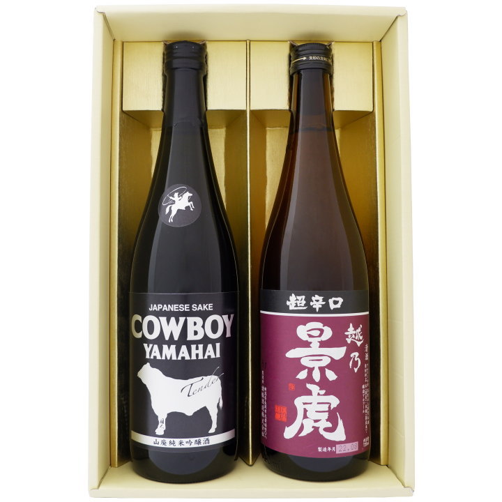 日本酒 飲み比べセット 景虎と新潟の地酒 COWBOY 純米吟醸 飲み比べ 720ml×2本ギフトセット 送料無料 【日本酒/地酒/新潟/プレゼント/誕生日/お祝い/内祝/お父さん/父の日/敬老の日/退職/還暦/喜寿】