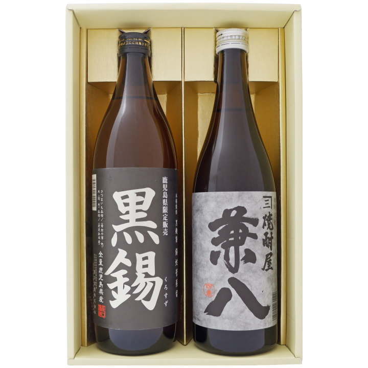 芋焼酎 焼酎 飲み比べセット 鹿児島県限定販売 黒錫（くろすず）芋焼酎 25° と 兼八 麦焼酎 25°900ml×1本 720ml×1本 送料無料【お酒/地酒/鹿児島/プレゼント/誕生日/お祝い/内祝/お父さん/父の日/敬老の日/退職/還暦/喜寿】