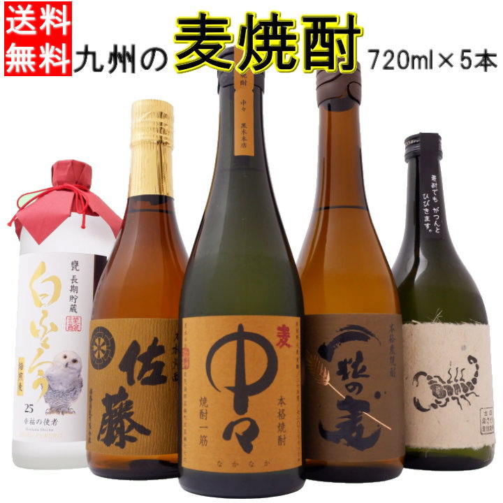 佐藤 麦 麦焼酎 麦 焼酎 飲み比べセット 720ml×5本 送料無料 佐藤麦 中々 と 麦焼酎 セット