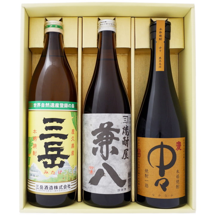 本格焼酎のギフト 兼八 三岳 中々 焼酎 飲み比べセット 720ml×2本 900ml×1本 送料無料 兼八 + 三岳 ＋ 中々