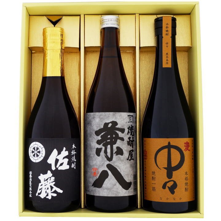 本格焼酎のギフト 佐藤 黒 兼八 中々 焼酎 飲み比べセット 720ml×3本 佐藤 黒 芋 25° 佐藤酒造 兼八 麦 25° 四ツ谷酒造 中々 麦 25° 黒木本店 送料無料